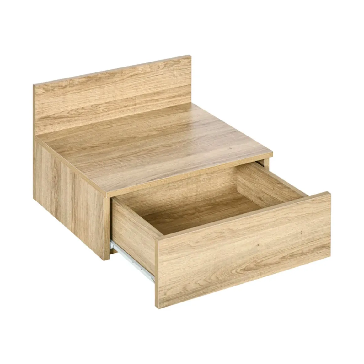 Pack 2 mesitas de noche Kaya Homcom flotantes con cajón natural 30,5x43x36,5 cm
