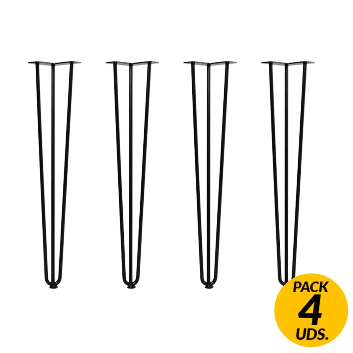 Pack 4 patas para mesa Homcom con protectores negro 71x12x12 cm