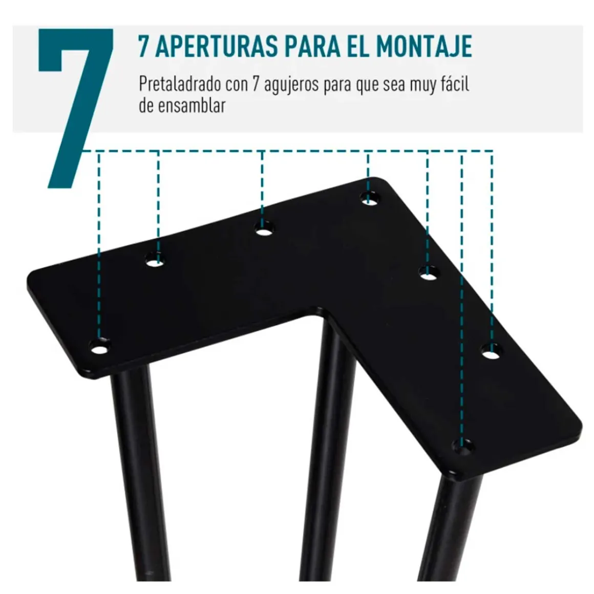 Pack 4 patas para mesa Homcom con protectores negro 71x12x12 cm