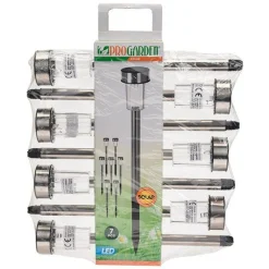 Pack 7 piquetas solares Pro Garden LED 33 cm inox