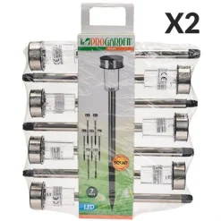 Pack 14 Piquetas solares Pro Garden 33cm inox