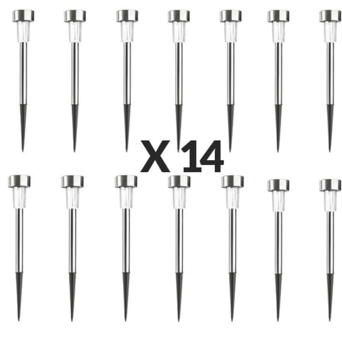 Pack 14 Piquetas solares Pro Garden 33cm inox