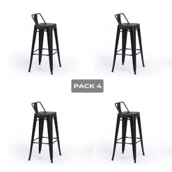 Pack 4 taburetes altos Tolix negro 93x30x33 cm