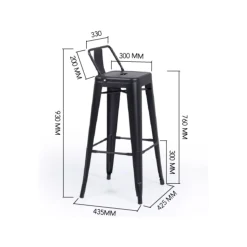 Pack 4 taburetes altos Tolix negro 93x30x33 cm