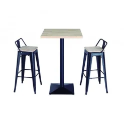 Pack 4 taburetes altos Tolix negro asiento roble Nordish 93x30x33 cm