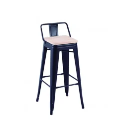 Pack 4 taburetes altos Tolix negro asiento roble Nordish 93x30x33 cm