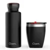 Pack botella térmica+taza Cloen triple capa negro