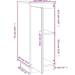 Pack de 2 aparadores Beira 2 compartimentos madera de pino 81x31,5x34 cm