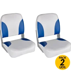 Pack de 2 asientos para barco con respaldo plegable azul/blanco 48x36x41 cm