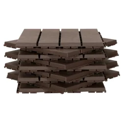 Pack de 9 baldosas Outsunny para suelo cuadradas 0,81 m² 9pzs marrón 30x30 cm
