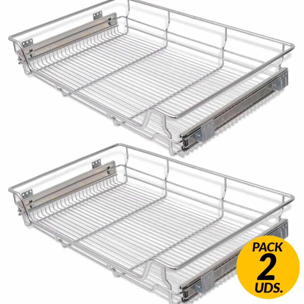 Pack de 2 bandejas de alambre extraíbles inox