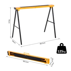 Pack de 2 caballetes de sierra Durhand con patas plegables amarillo/negro
