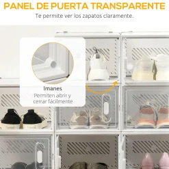 Pack de 18 cajas organizativas Homcom con puerta magnética 21x28x36 cm