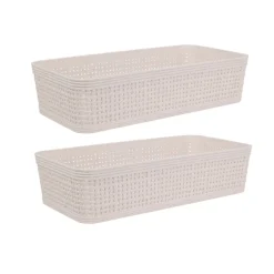 Pack de 2 cestas organizativas beige 6x13x25 cm