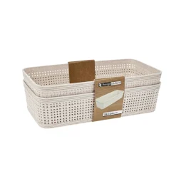 Pack de 2 cestas organizativas beige 6x13x25 cm