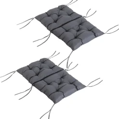 Pack de 2 cojines para silla Outsunny con cordones gris 8x50x98 cm