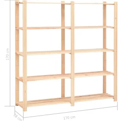Pack de 2 estanterías Atlas 5 niveles natural 170x170x38 cm