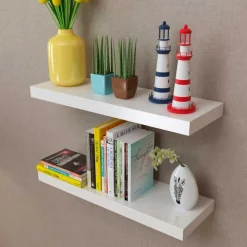 Pack de 2 estantes de pared flotantes MDF 3,8x60x20 cm