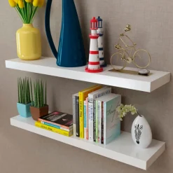 Pack de 2 estantes de pared flotantes MDF 3,8x80x20 cm