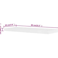Pack de 2 estantes de pared flotantes MDF 3,8x80x20 cm