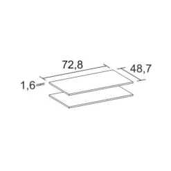 Pack de 2 estantes interior armario blanco mate 1,6x72,8x48,7 cm