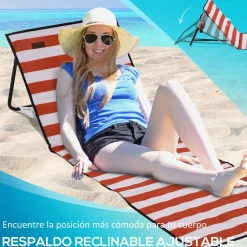 Pack de 2 esterillas de playa Outsunny blanco/rojo 40x142x51 cm