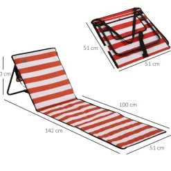 Pack de 2 esterillas de playa Outsunny blanco/rojo 40x142x51 cm