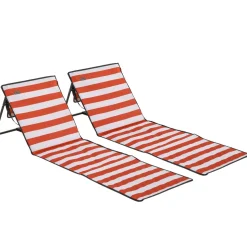 Pack de 2 esterillas de playa Outsunny blanco/rojo 40x142x51 cm