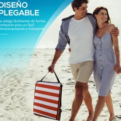 Pack de 2 esterillas de playa Outsunny blanco/rojo 40x142x51 cm