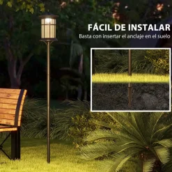 Pack de 2 farolas Alfredo Outsunny carga solar negro 184x23,5 cm