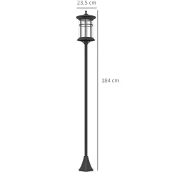 Pack de 2 farolas Alfredo Outsunny carga solar negro 184x23,5 cm