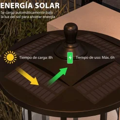 Pack de 2 farolas Alfredo Outsunny carga solar negro 184x23,5 cm