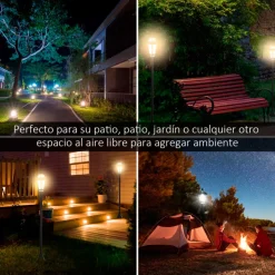 Pack de 2 farolas de exterior Outsunny con 2 luces LED 3500k impermeable negro 129x18,5x18,5 cm