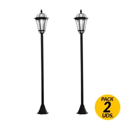 Pack de 2 farolas de exterior Outsunny con 2 luces LED 3500k impermeable negro 129x18,5x18,5 cm