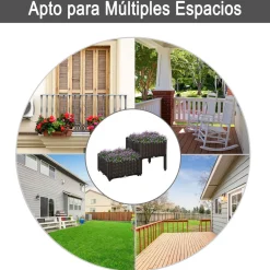 Pack de 2 jardineras Iceland Outsunny orificios para drenaje patas negro 44x80x40 cm