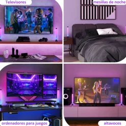 Pack de 2 lámparas Flow Homcom luz LED Bluetooth blanco 32,5x6x6 cm