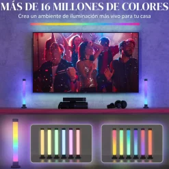Pack de 2 lámparas Flow Homcom luz LED Bluetooth blanco 32,5x6x6 cm