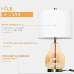 Pack de 2 lámparas Lino Homcom 40W blanco Ø30x56 cm
