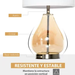 Pack de 2 lámparas Lino Homcom 40W blanco Ø30x56 cm