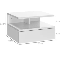 Pack de 2 mesitas de noche Jimena Homcom 1 cajón + 1 estante blanco