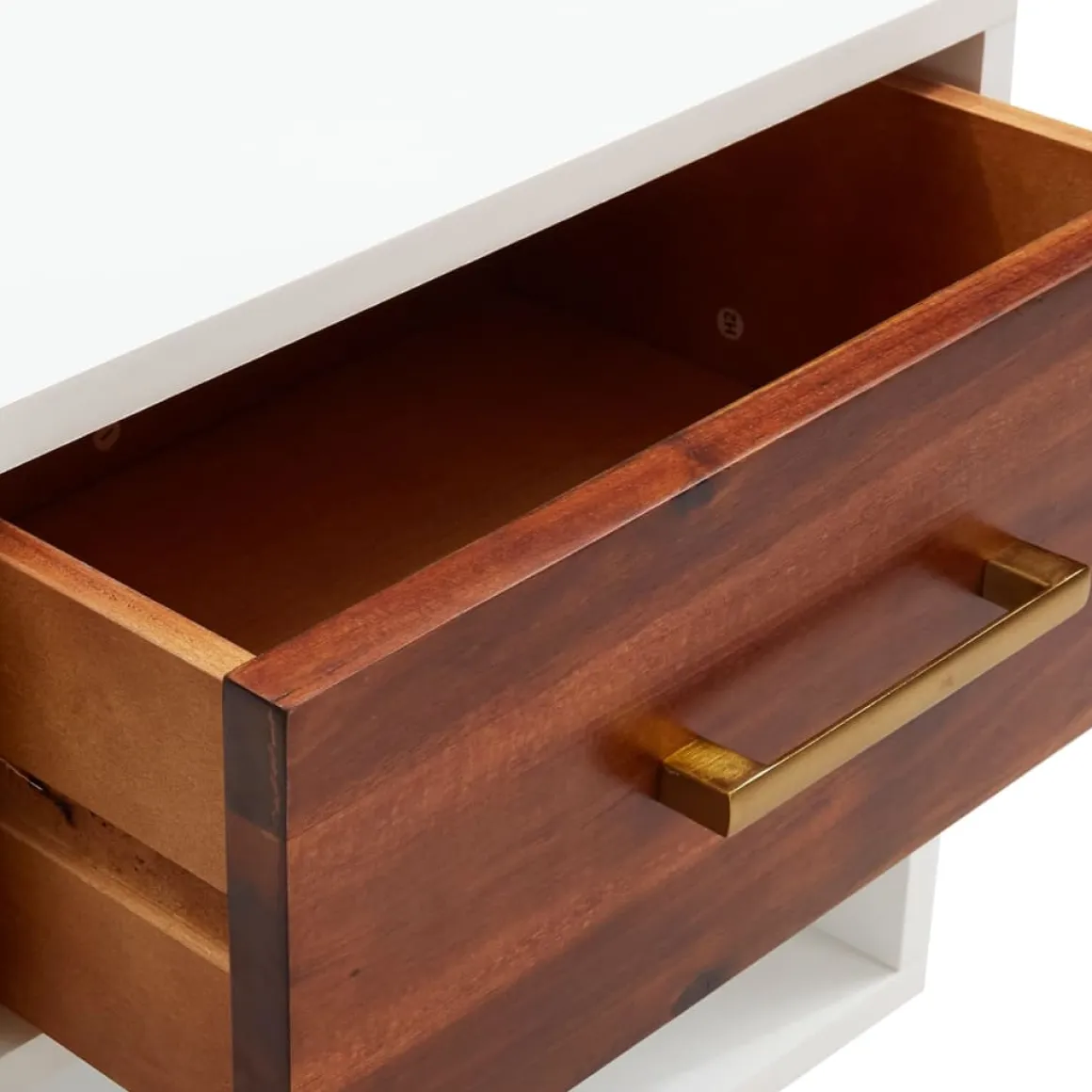 Pack de 2 mesitas de noche Roll cajón + estante blanco/madera 57x40x30 cm