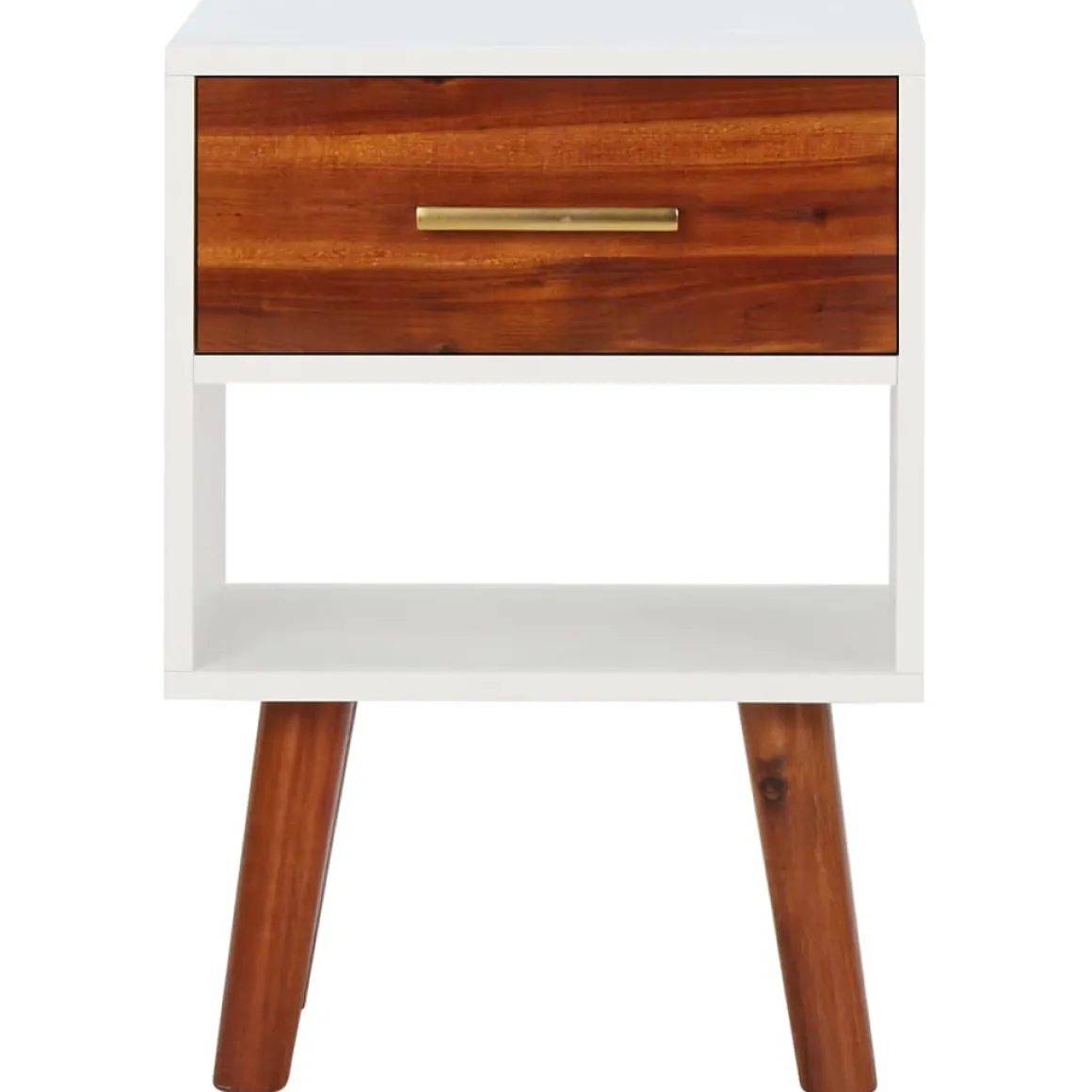 Pack de 2 mesitas de noche Roll cajón + estante blanco/madera 57x40x30 cm
