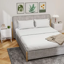 Pack de 2 mesitas de noche Naoki Homcom 2 cajones apertura push acero blanco 55x40x30 cm
