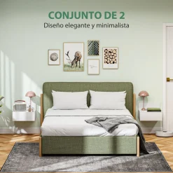 Pack de 2 mesitas de noche Lluvia Homcom 1 cajón blanco