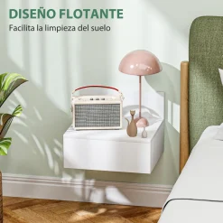 Pack de 2 mesitas de noche Lluvia Homcom 1 cajón blanco