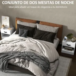 Pack de 2 mesitas de noche Savia Homcom con cajón y compartimento 41x39x28 cm