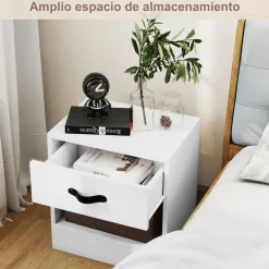 Pack de 2 mesitas de noche Savia Homcom con cajón y compartimento 41x39x28 cm