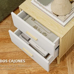 Pack de 2 mesitas de noche Asger 2 cajones roble 50x40 cm
