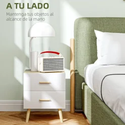 Pack de 2 mesitas de noche Asger 2 cajones roble 50x40 cm