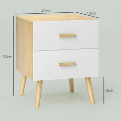 Pack de 2 mesitas de noche Asger 2 cajones roble 50x40 cm